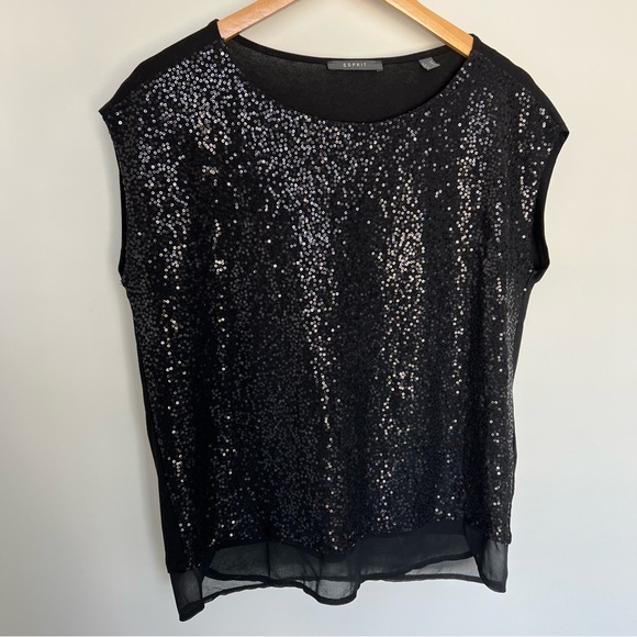 ESPRIT party sleeveless sequence blouse t-shit - Picture 1 of 3